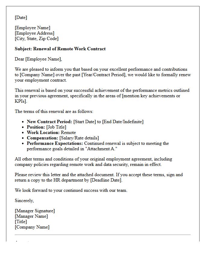 Performance-Based Remote Worker Contract Renewal Letter