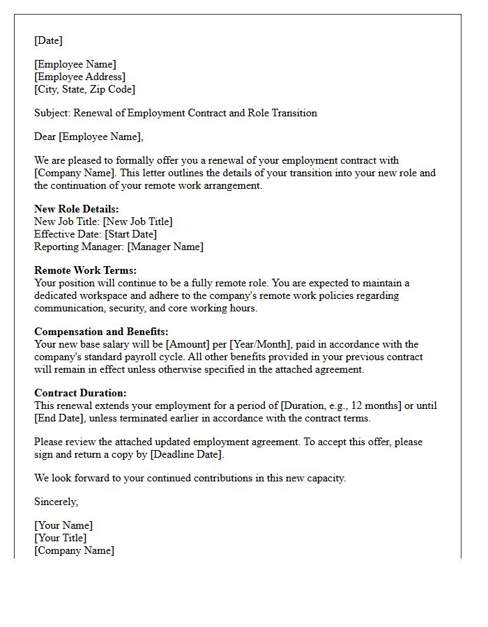 Role Transition Remote Worker Contract Renewal Letter