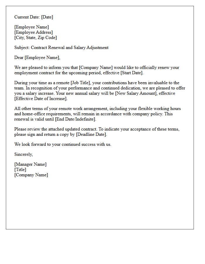 Salary Increase Remote Worker Contract Renewal Letter