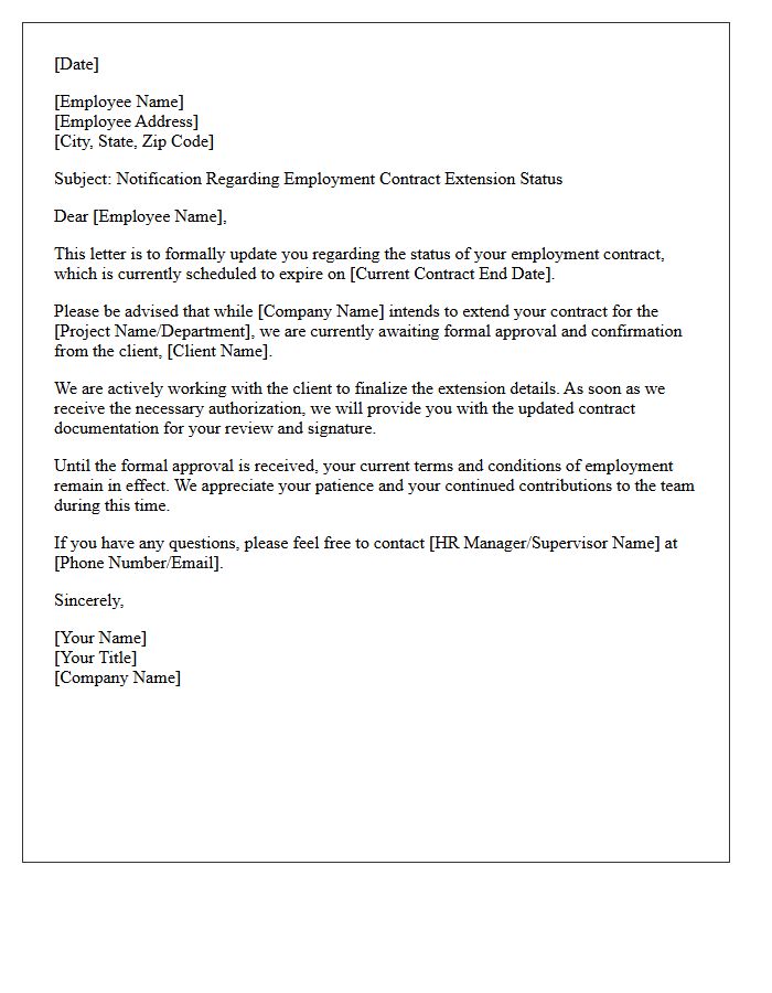 Client Approval Pending For Employment Contract Extension Letter