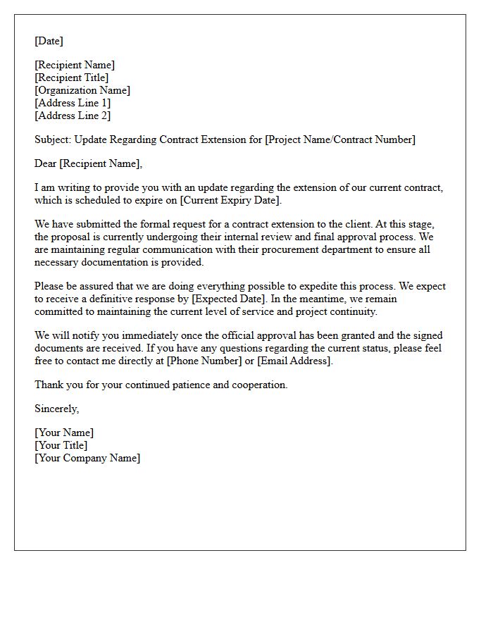 Contract Extension Pending Client Approval Update Letter