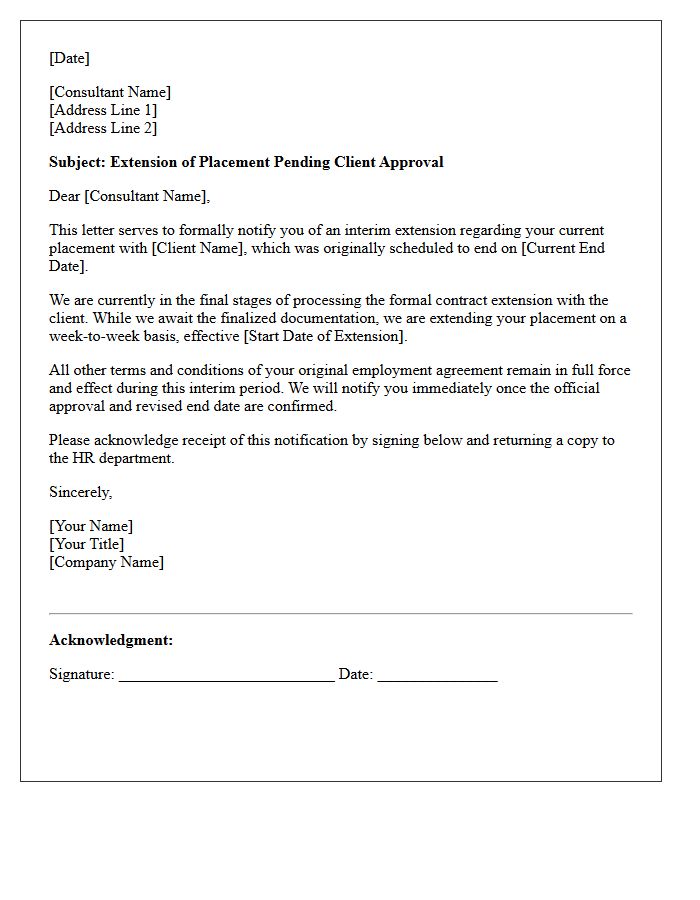 Extension Of Placement Pending Client Approval Letter