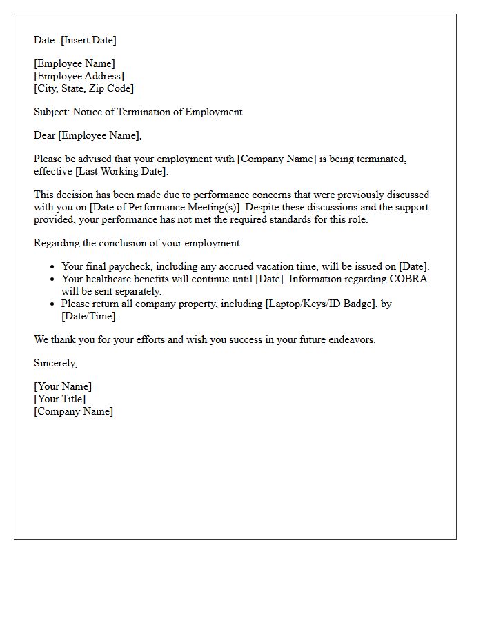 Letter of Early Termination for Poor Candidate Performance