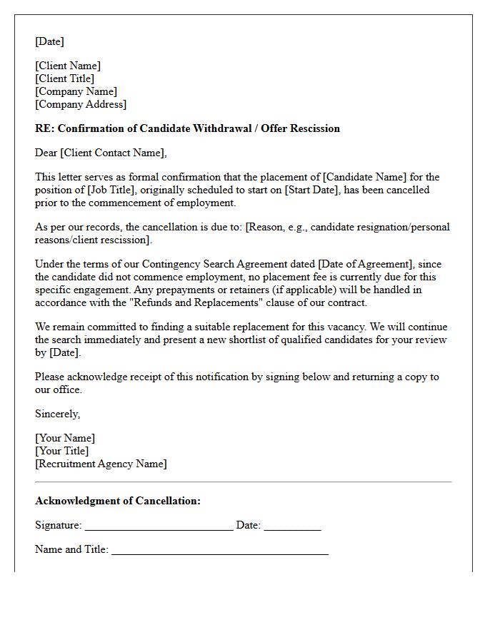 Contingency Search Pre-Start Cancellation Confirmation Letter