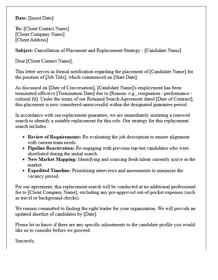 Retained Search Placement Cancellation And Replacement Strategy Letter