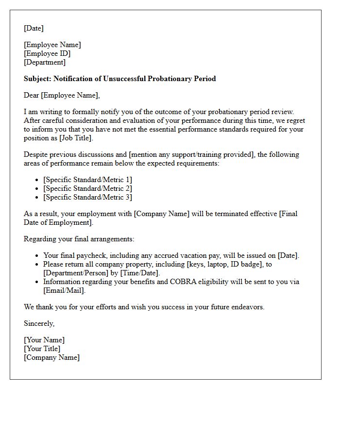 Essential Performance Standards Were Not Met in Your Probationary Period