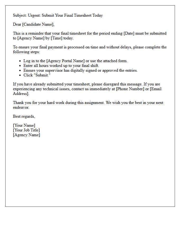 Submit Your Final Timesheet to the Recruitment Agency Today