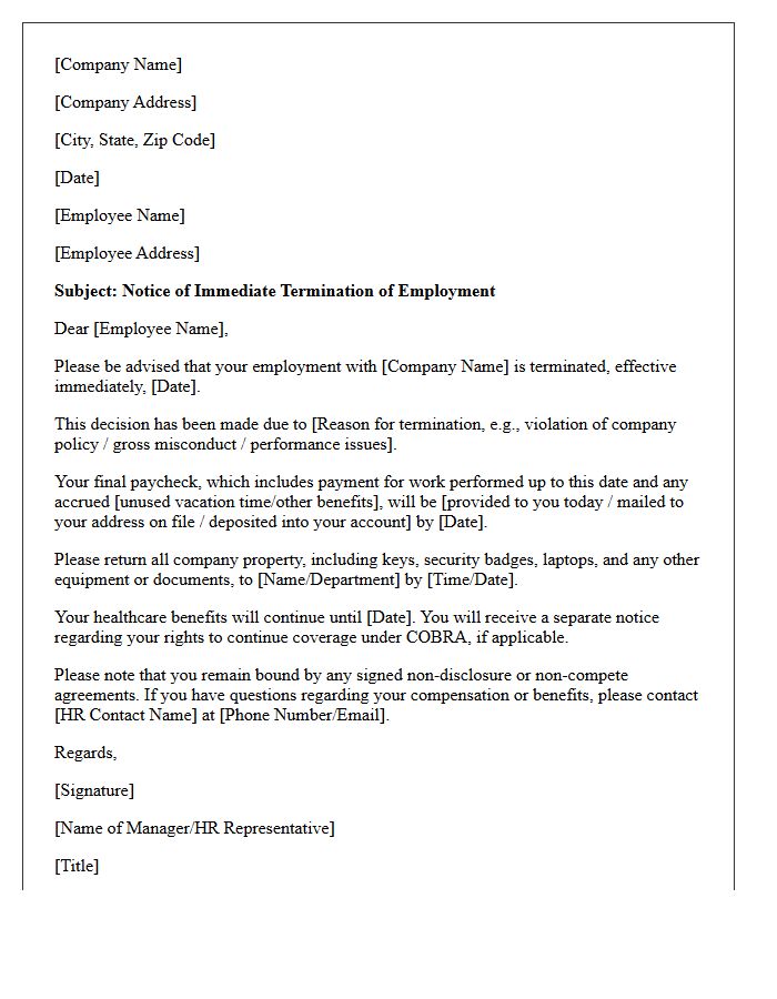 We Are Writing to Inform You of Your Immediate Termination