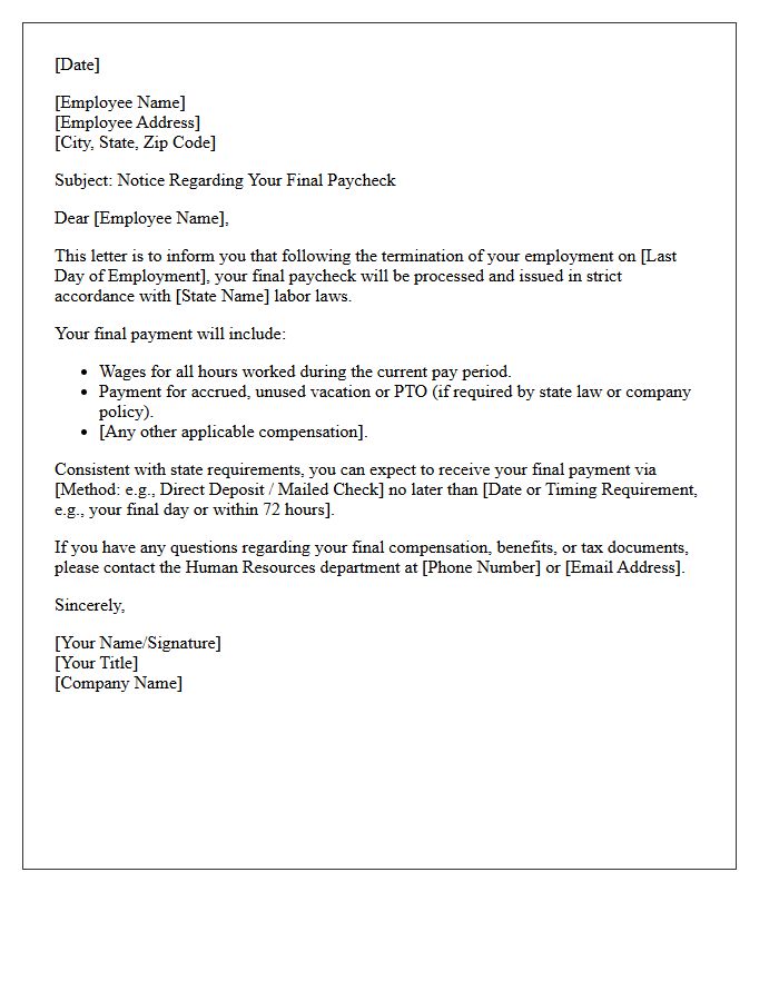 Your Final Paycheck Will Be Processed According to State Labor Laws