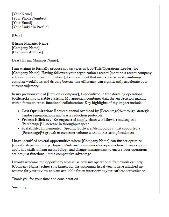 Exceptional Operations Management Pitch Letter