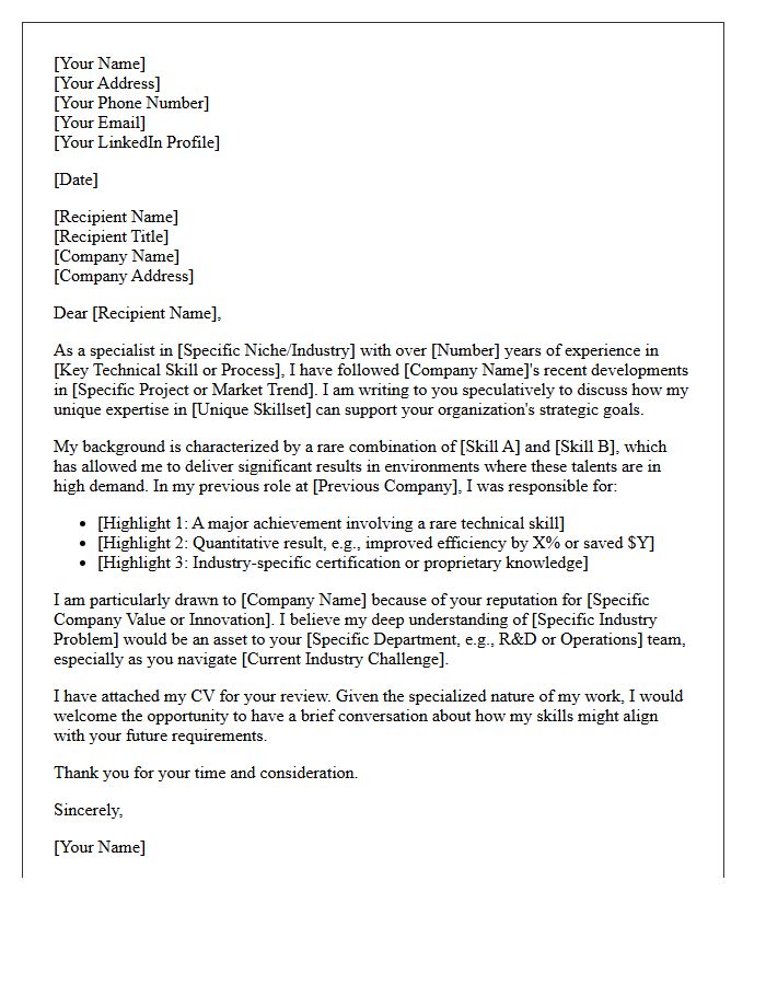 Rare Industry Specialist Speculative Letter