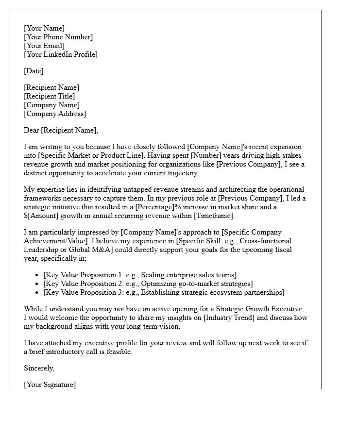 Strategic Growth Executive Speculative Pitch Letter