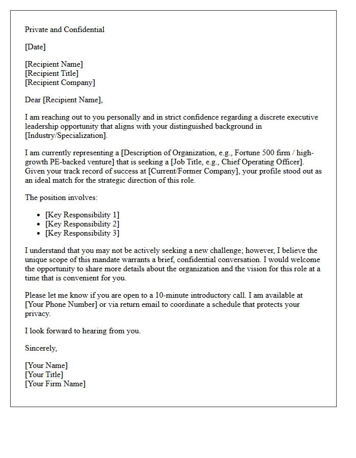 Confidential Executive Opportunity Introduction Letter