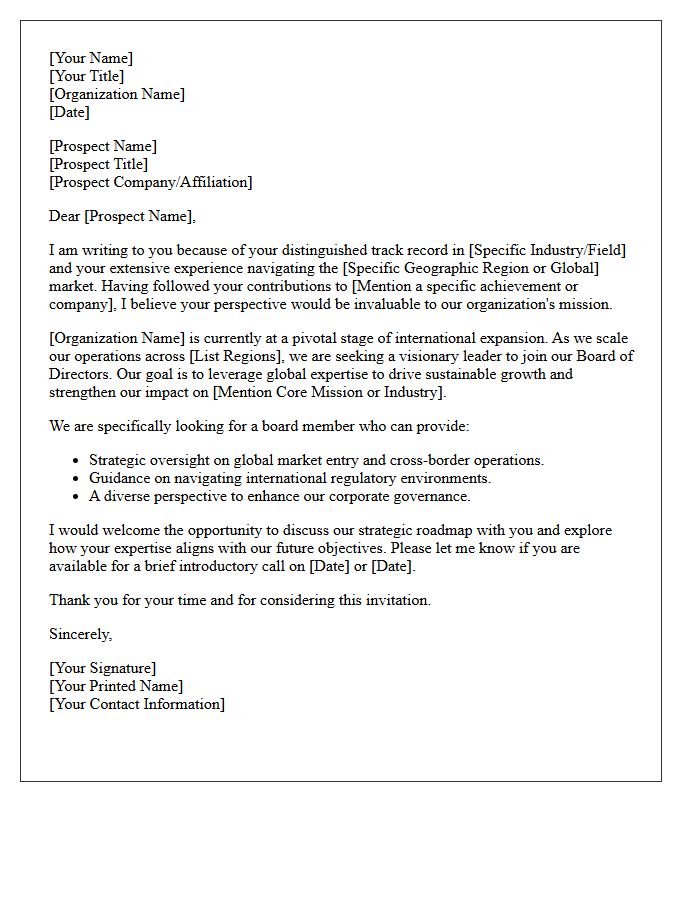 Global Board Member Prospecting Letter