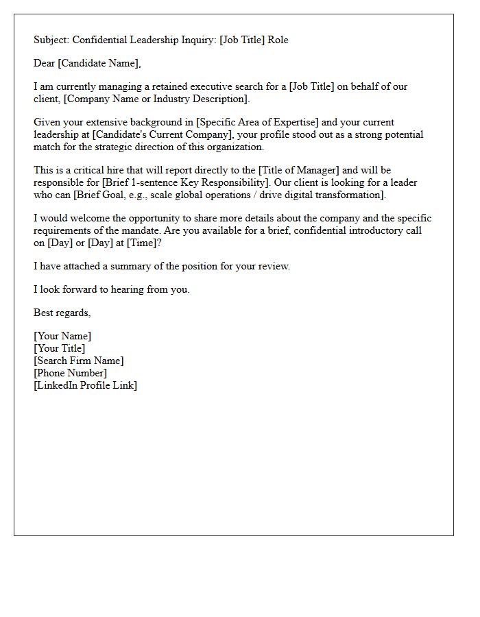 Retained Search Executive Outreach Letter