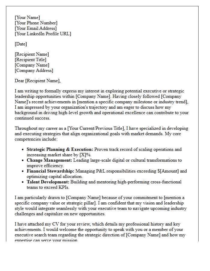 Strategic Leadership Position Inquiry Letter