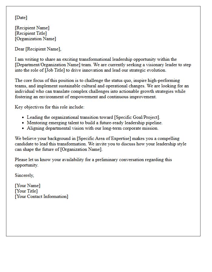 Transformational Leadership Opportunity Letter