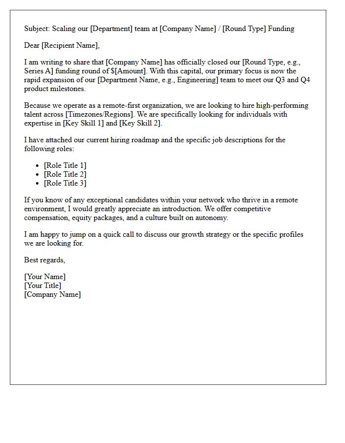 Post-Funding Remote Team Expansion Pitch Letter
