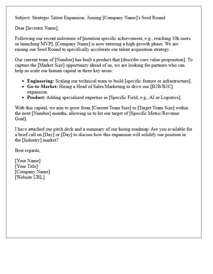 Seed Round Talent Expansion Pitch Letter