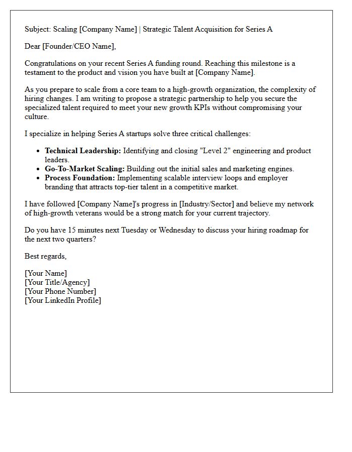 Series A Talent Acquisition Growth Pitch Letter