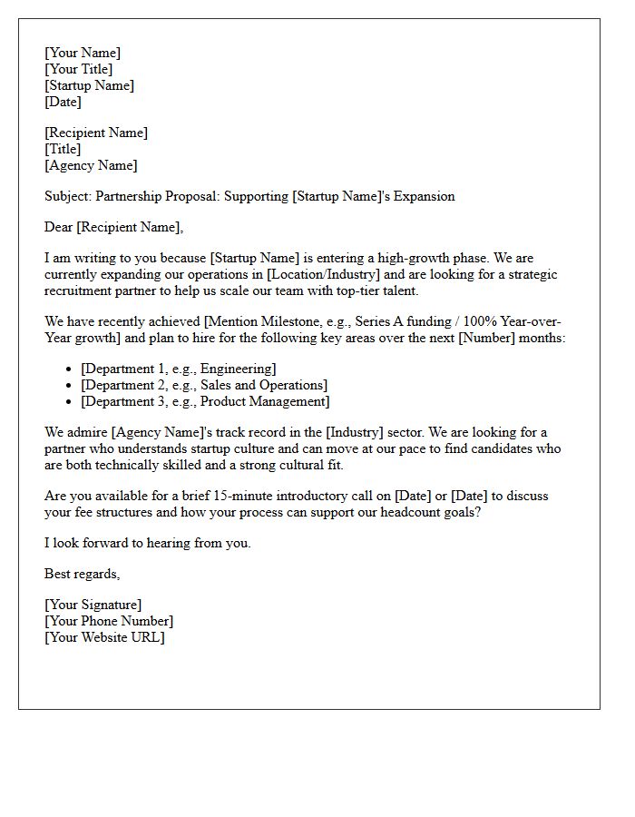 Startup Expansion Recruitment Partnership Pitch Letter
