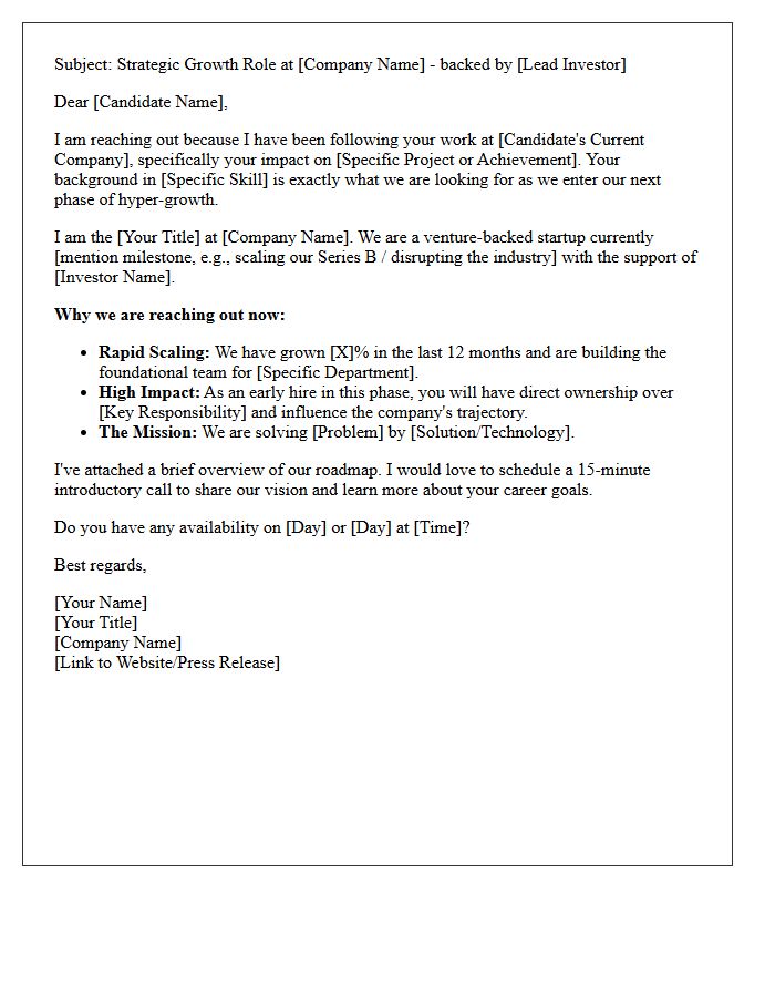 Venture-Backed Rapid Growth Recruitment Pitch Letter