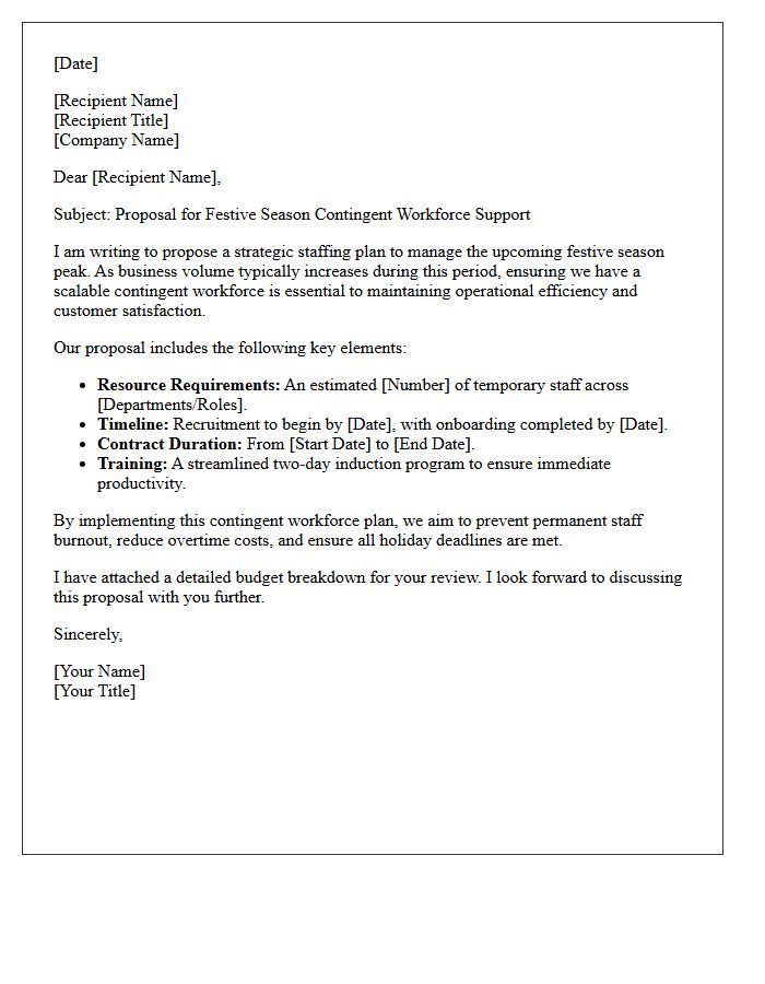 Festive Season Contingent Workforce Proposal Letter