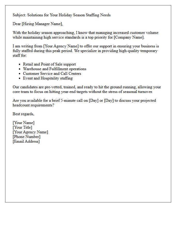 Holiday Season Temporary Staffing Pitch Letter