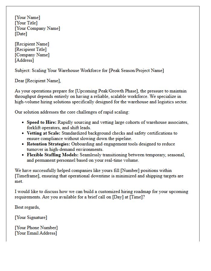 Warehouse and Logistics High-Volume Hiring Solution Letter