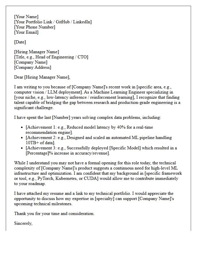 Hard-To-Fill Machine Learning Engineer Speculative Pitch Letter