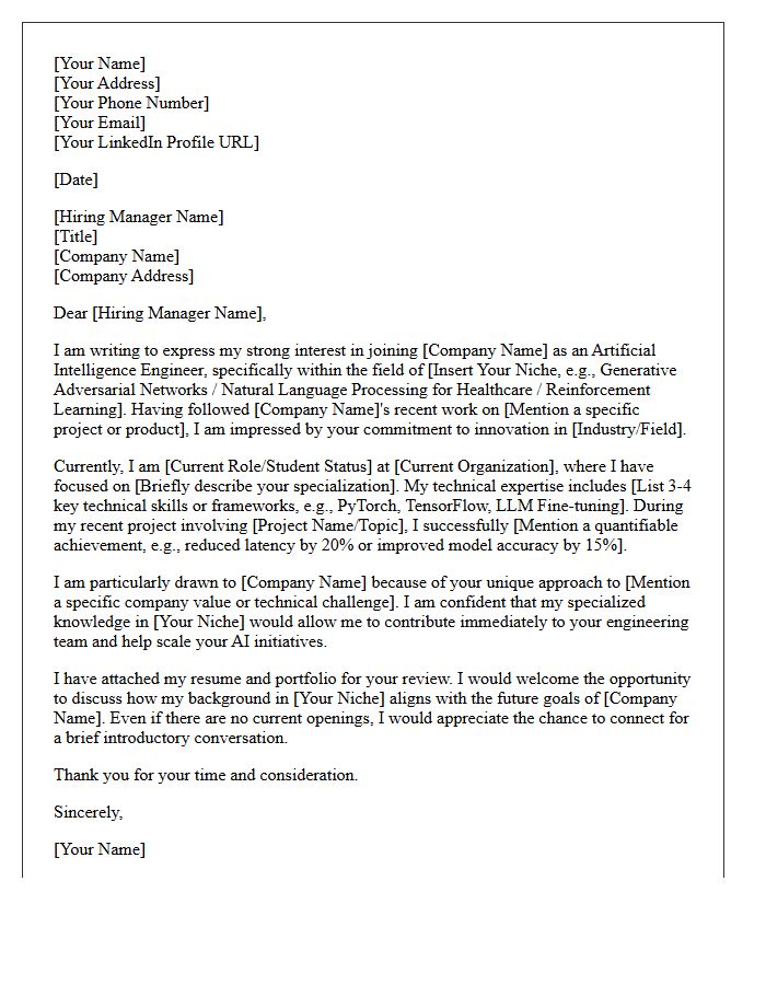 Niche Artificial Intelligence Engineer Speculative Letter