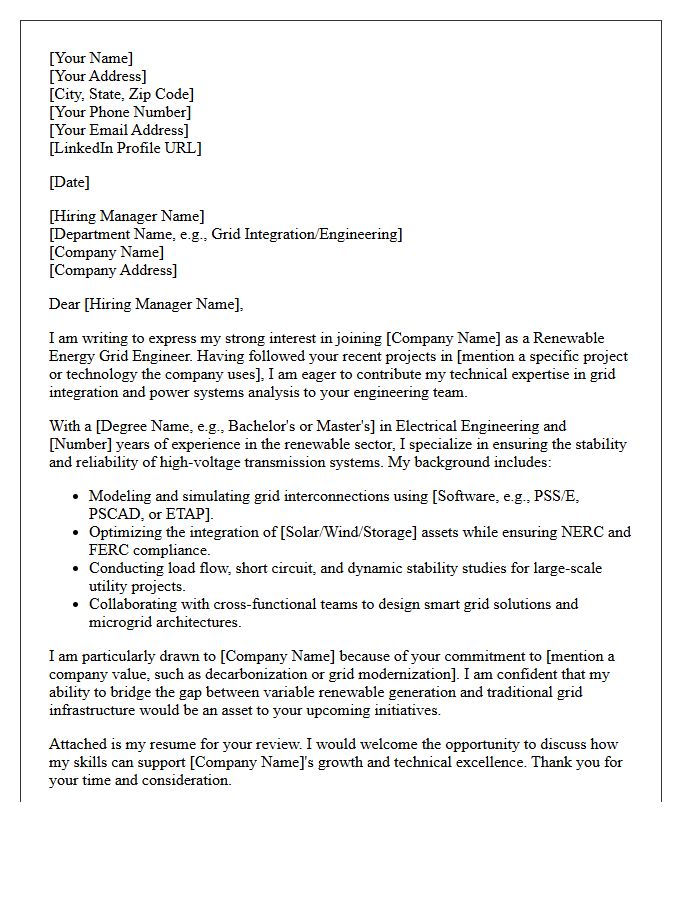 Renewable Energy Grid Engineer Speculative Representation Letter