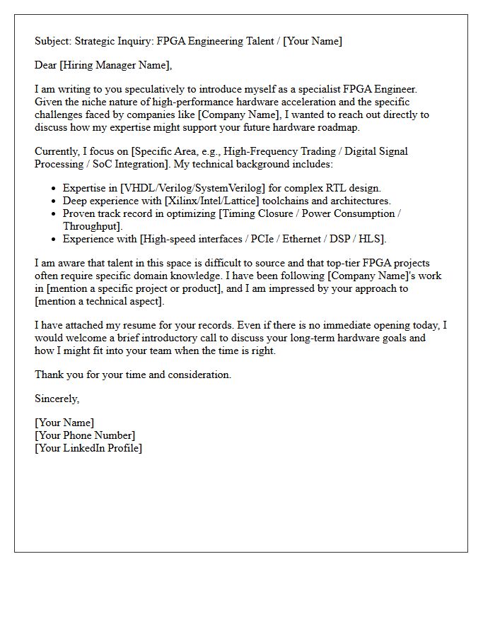 Speculative Letter For Difficult-To-Source FPGA Engineer