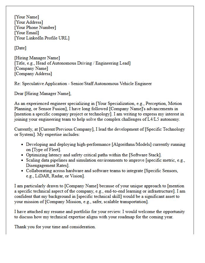 Top-Tier Autonomous Vehicle Engineer Speculative Letter