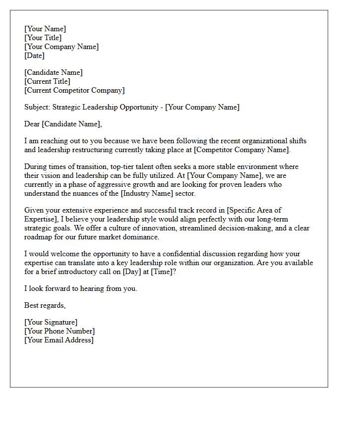Competitor Leadership Restructuring Talent Placement Letter