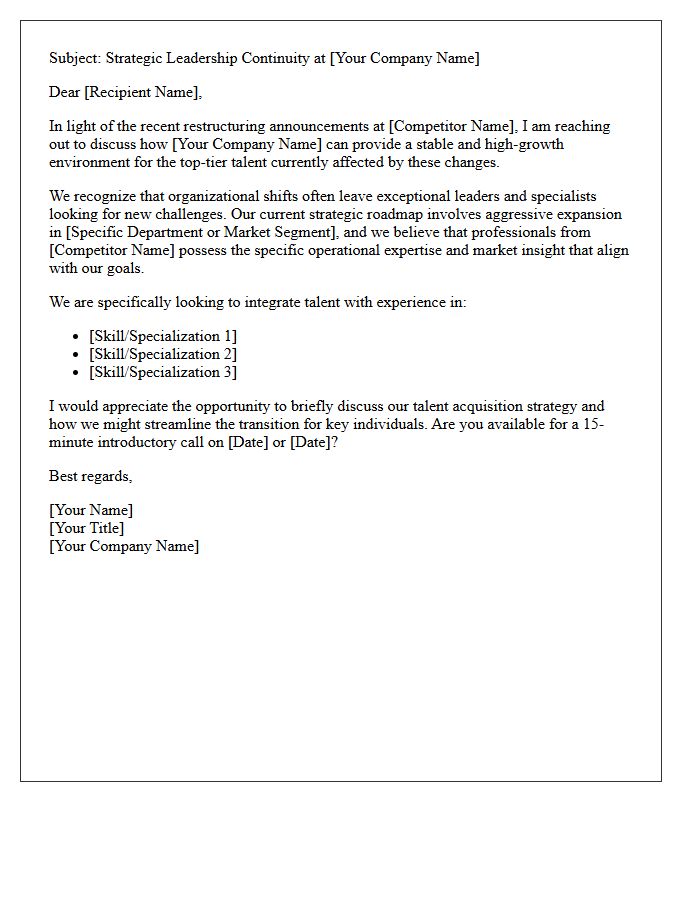 Competitor Restructuring Strategic Talent Acquisition Pitch Letter