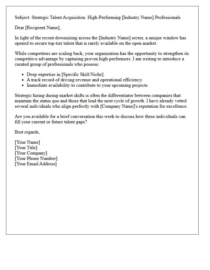 Industry Downsizing Top Talent Capture Pitch Letter