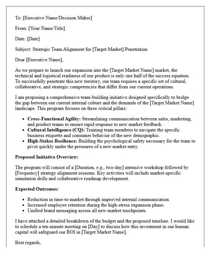 Comprehensive Team Building Pitch Letter for New Market Penetration