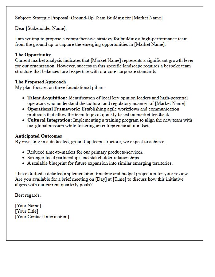 Ground-Up Organizational Team Building Pitch Letter for Emerging Markets