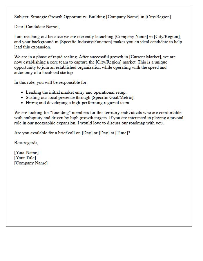 Rapid Scaling Recruitment Pitch Letter for Geographic Market Entry