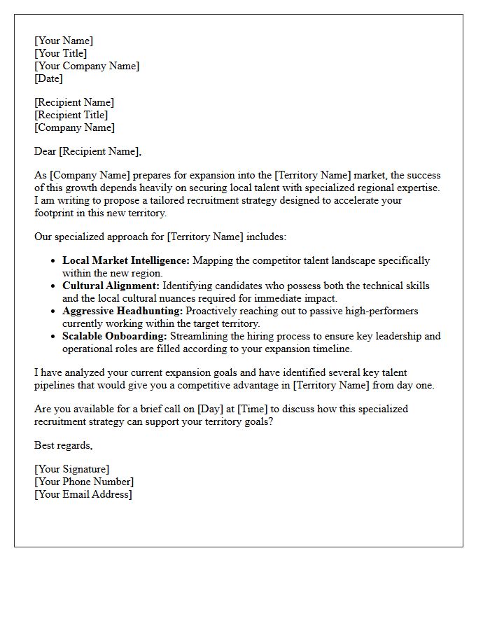 Specialized Recruitment Strategy Pitch Letter for Territory Expansion