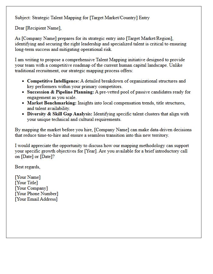 Strategic Talent Mapping Pitch Letter for Initial Market Entry