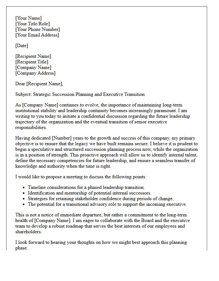Aging Executive Transition and Succession Planning Speculative Letter