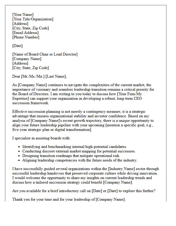 Chief Executive Officer Succession Planning Speculative Pitch Letter