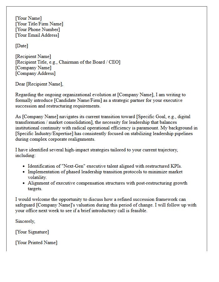 Corporate Restructuring Executive Succession Speculative Pitch Letter
