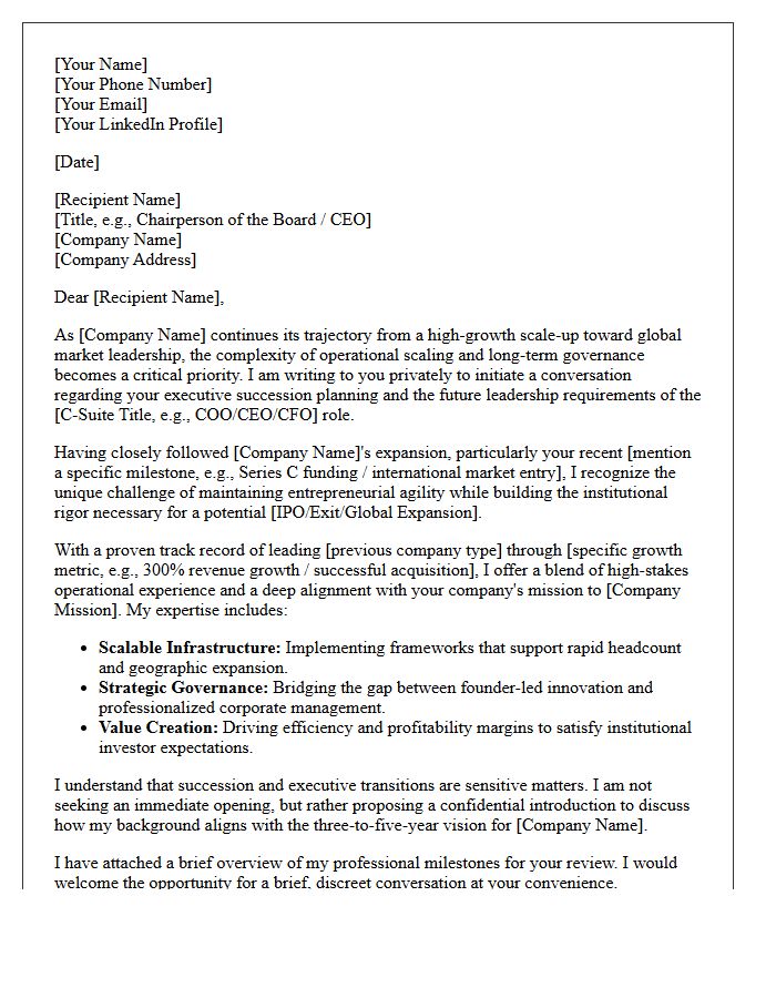 High-Growth Scale-Up C-Suite Succession Speculative Pitch Letter