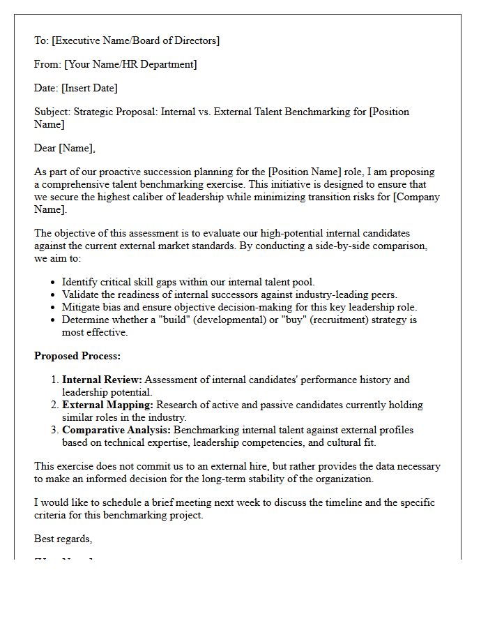 Internal Versus External Talent Benchmarking Succession Pitch Letter
