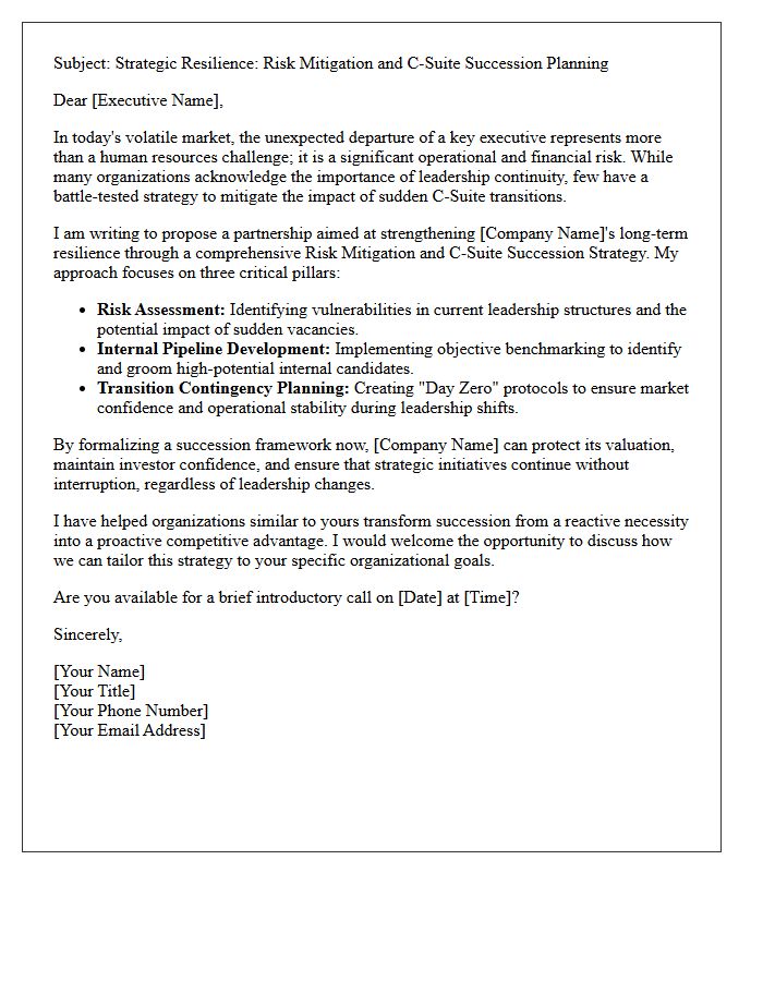 Risk Mitigation and C-Suite Succession Strategy Speculative Pitch Letter
