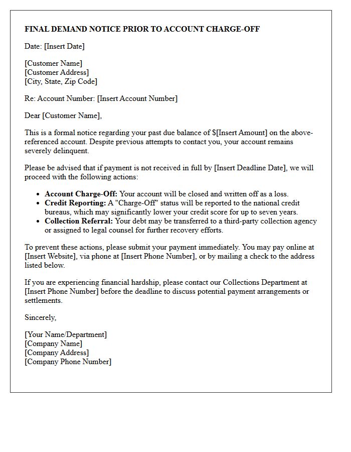 Account Charge-Off Warning and Final Demand Letter