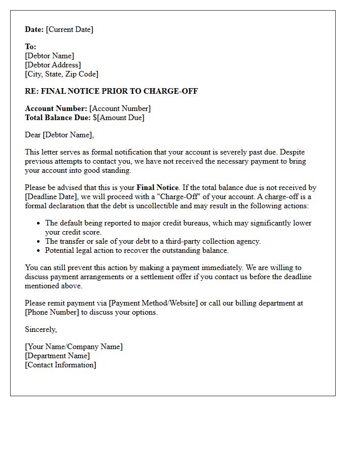 Final Collection Demand Letter Before Charge-Off Action